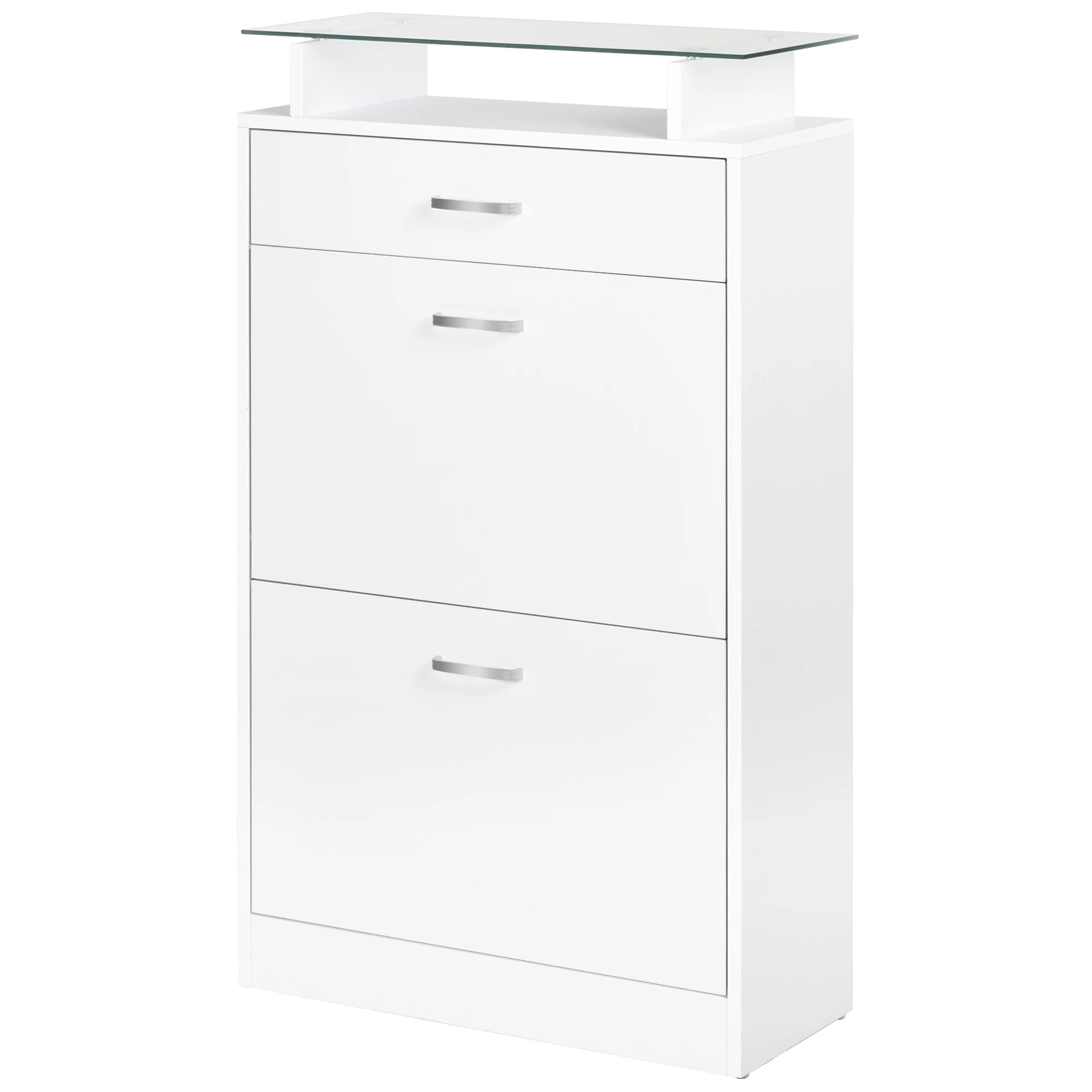 HOMCOM Organizador de Zapatos con 3 Cajones Estante de Vidrio Carga 50 kg