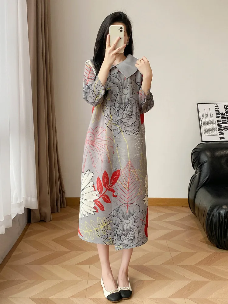 

Miyake Style Pleated Dress Women's 2026 Spring Autumn New Mid-length Skirt Temperament Slimming Loose Age-reducing Elegant Skirt