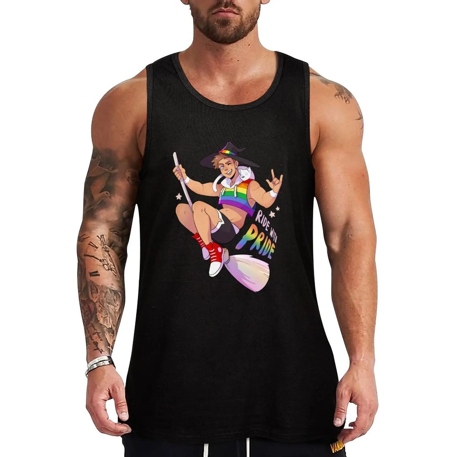 

Ride with Pride - Gay Tank Top tops Men gym sportswear singlets for men