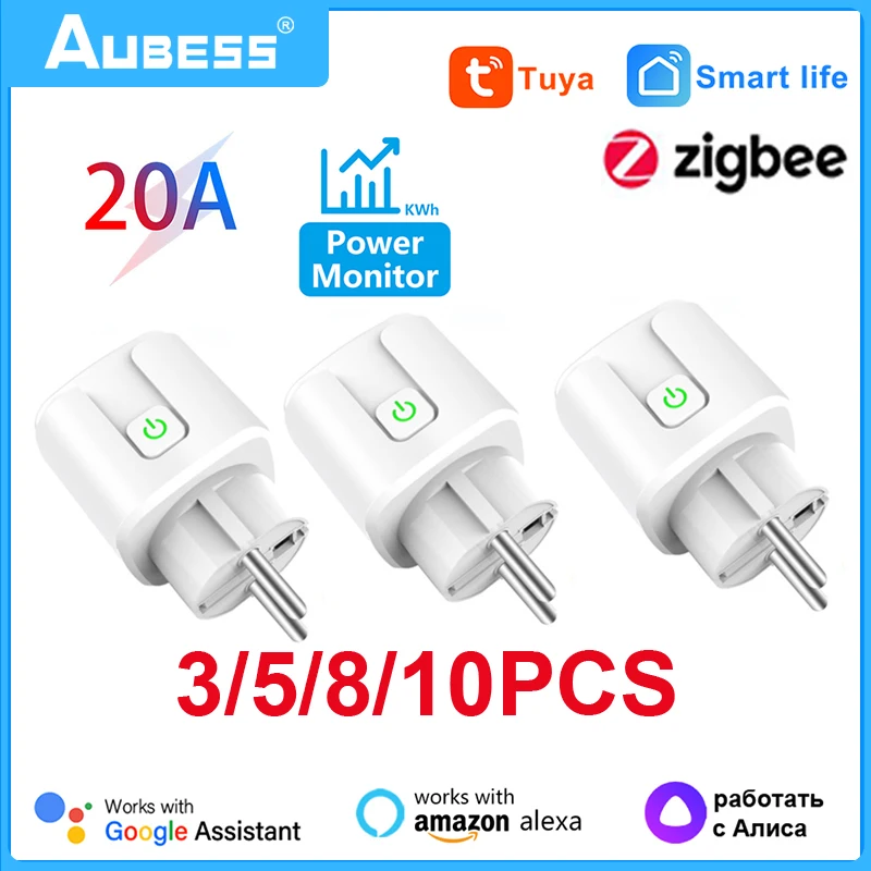 20A EU Smart Plug Tuya Zigbee Power Socket With Energy Monitoring Function Voice Control For Alexa Yandex Alice Google Home