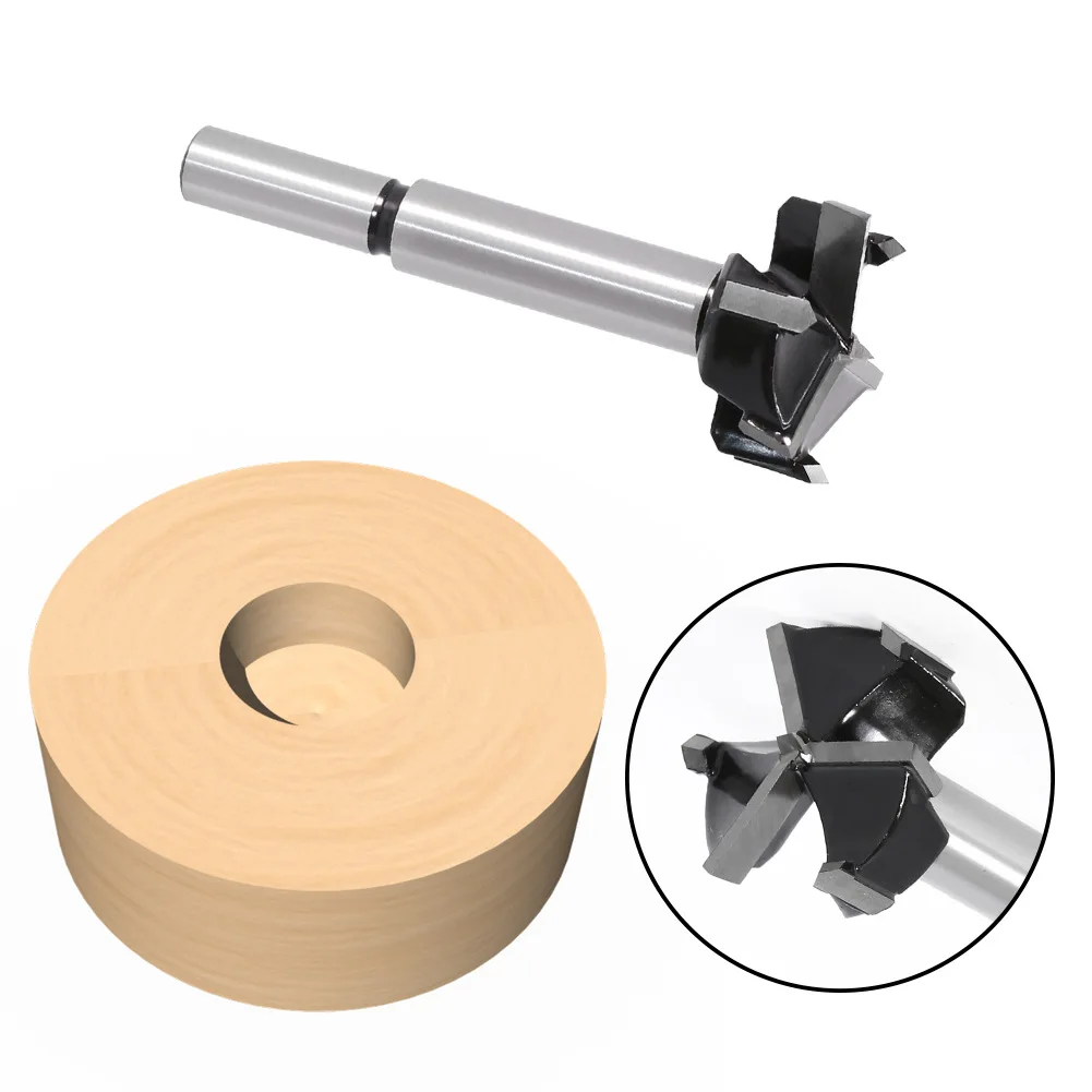1PC 35mm 3 Teeth Forstner Tips Woodworking Tools Hole Saw Cutter Hinge Boring Drill Bits Round Shank Tungsten Carbide Cutter
