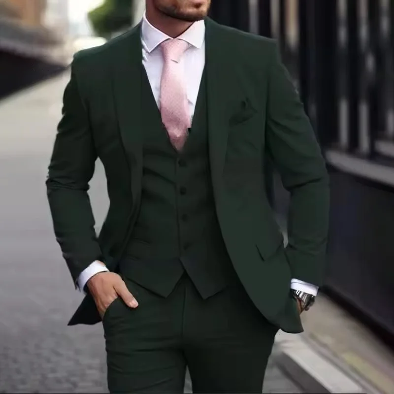 Pink Luxury Men Suits 2025 Terno Slim fit 3 Piece Jacket Pant With Vest Groom Wedding Tuxedo Costume Homme Formal Occasion Terno