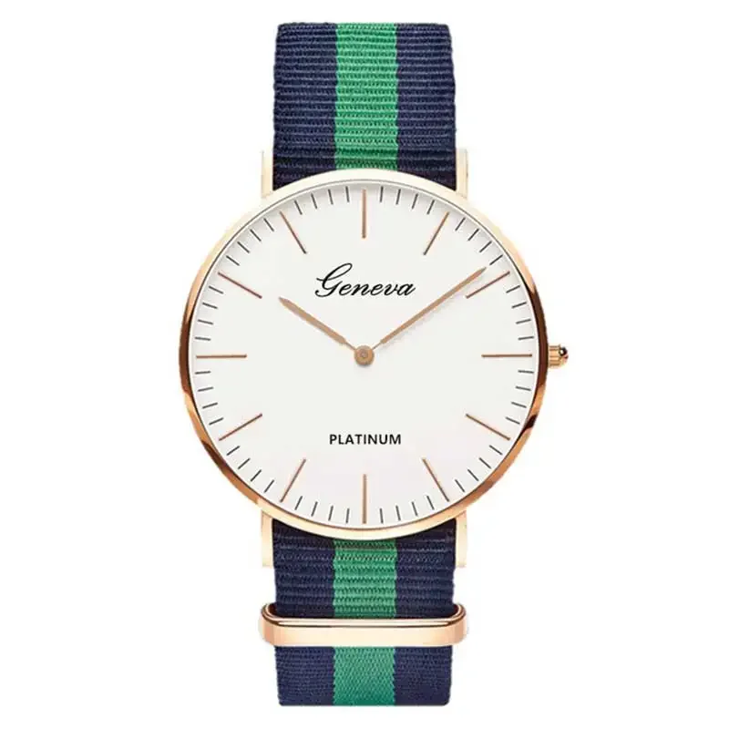 Promotieartikelen Geneva Horloge Vrouwen Ultradunne Horloges Nylon Band Kwarts Wrishorloges Dames Meisjes Studenten Mannen Sporthorloges