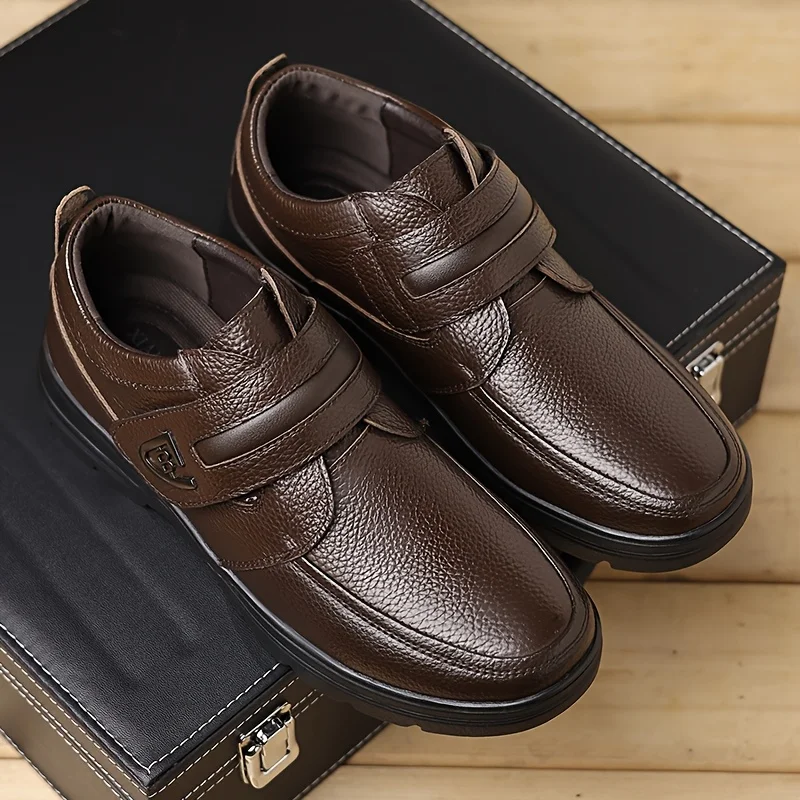 أحذية رجالية جلدية لجميع المواسم، قابلة للتنفس، الأعمال، كاجوال، ريترو، مريحة، نعل ناعم، أحذية كبيرة الحجم غير قابلة للانزلاق #5