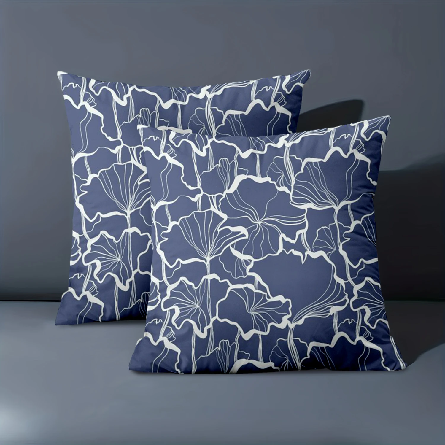 

1 Pieces -2D flat printing Blue Ginkgo Leaf Patterned Throw Pillows Polyester pillowcase sofa decorative cushion cover