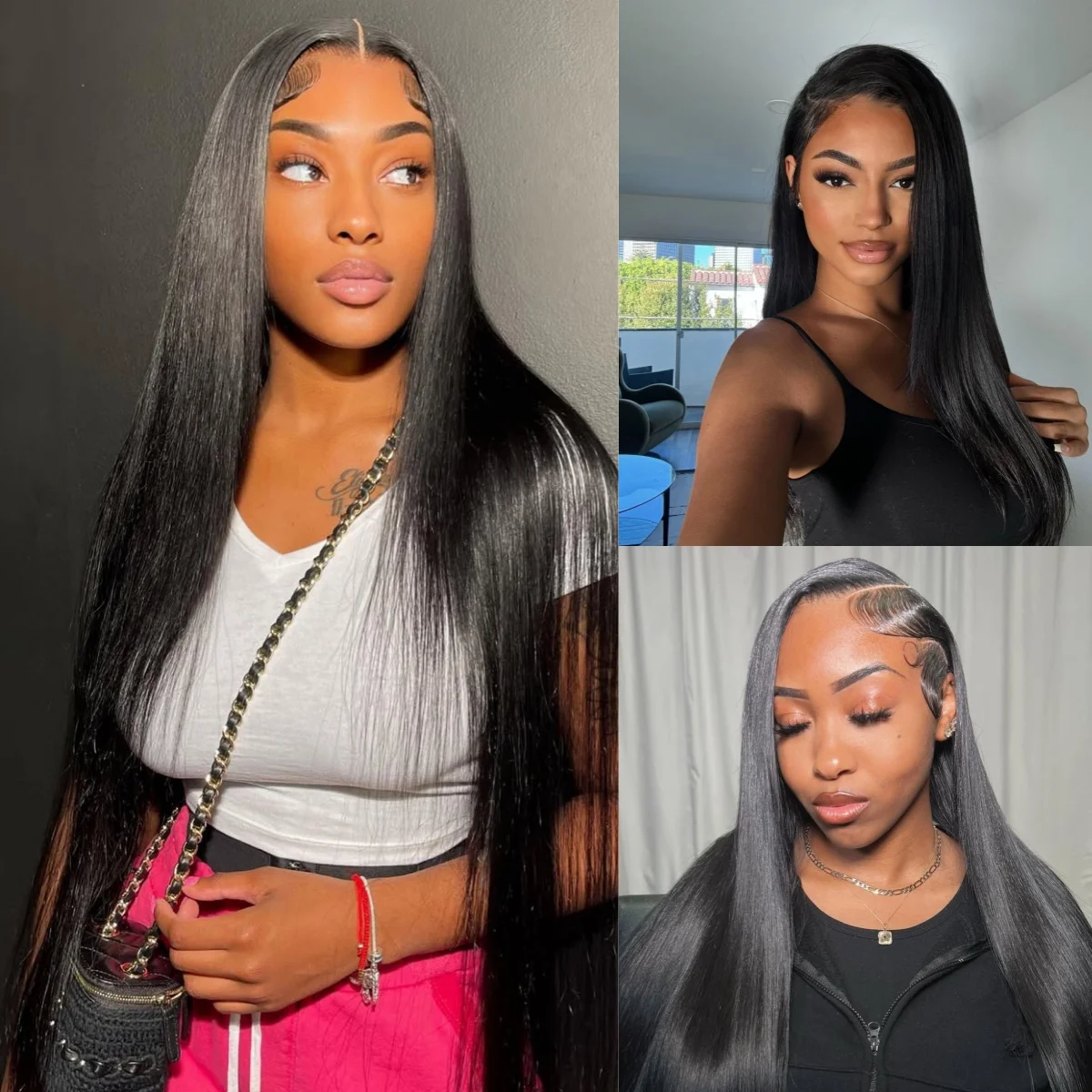 Парик прямой женский прозрачный, 40 дюймов, 13 х4 дюймов, 200% плотности