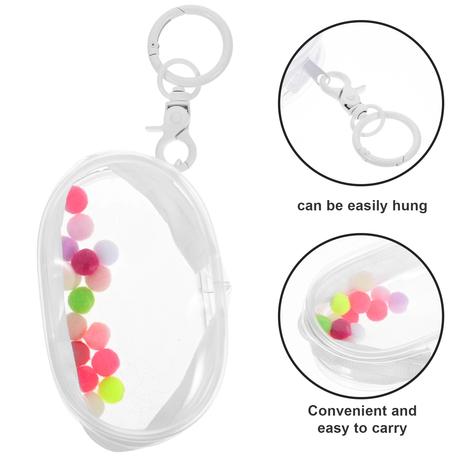 

1Set Clear Figure Display Bag PVC Transparent Keychain Zipper Portable Hanging Storage Case Backpack Handbag Small Storage