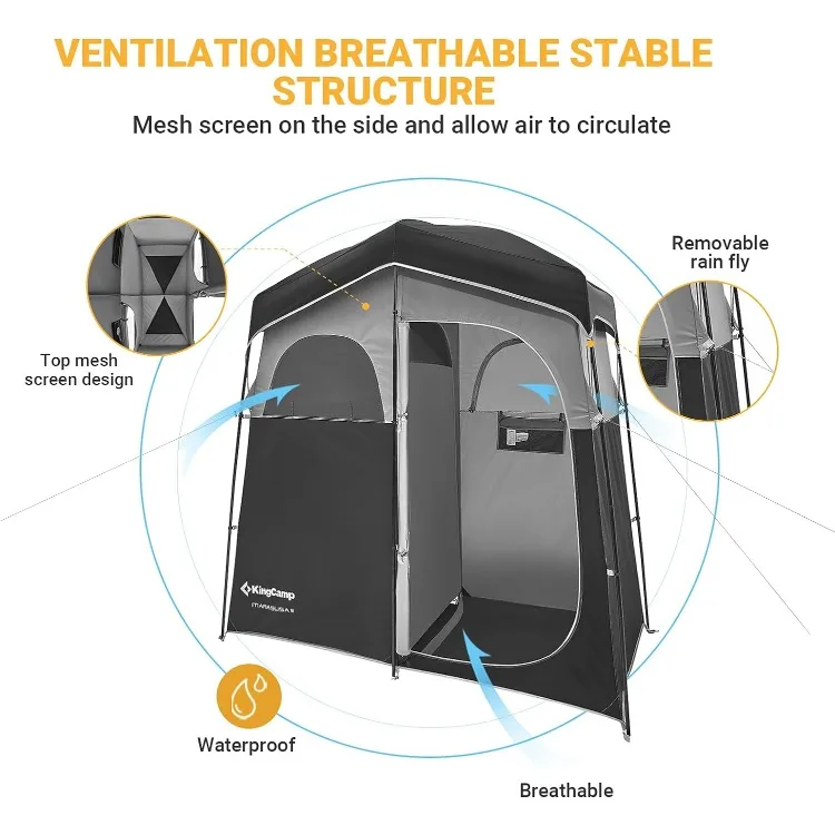 캠핑 샤워 텐트, 대형 공간 프라이버시 텐트, 휴대용 야외 샤워 텐트, 바닥 변경 텐트 드레싱