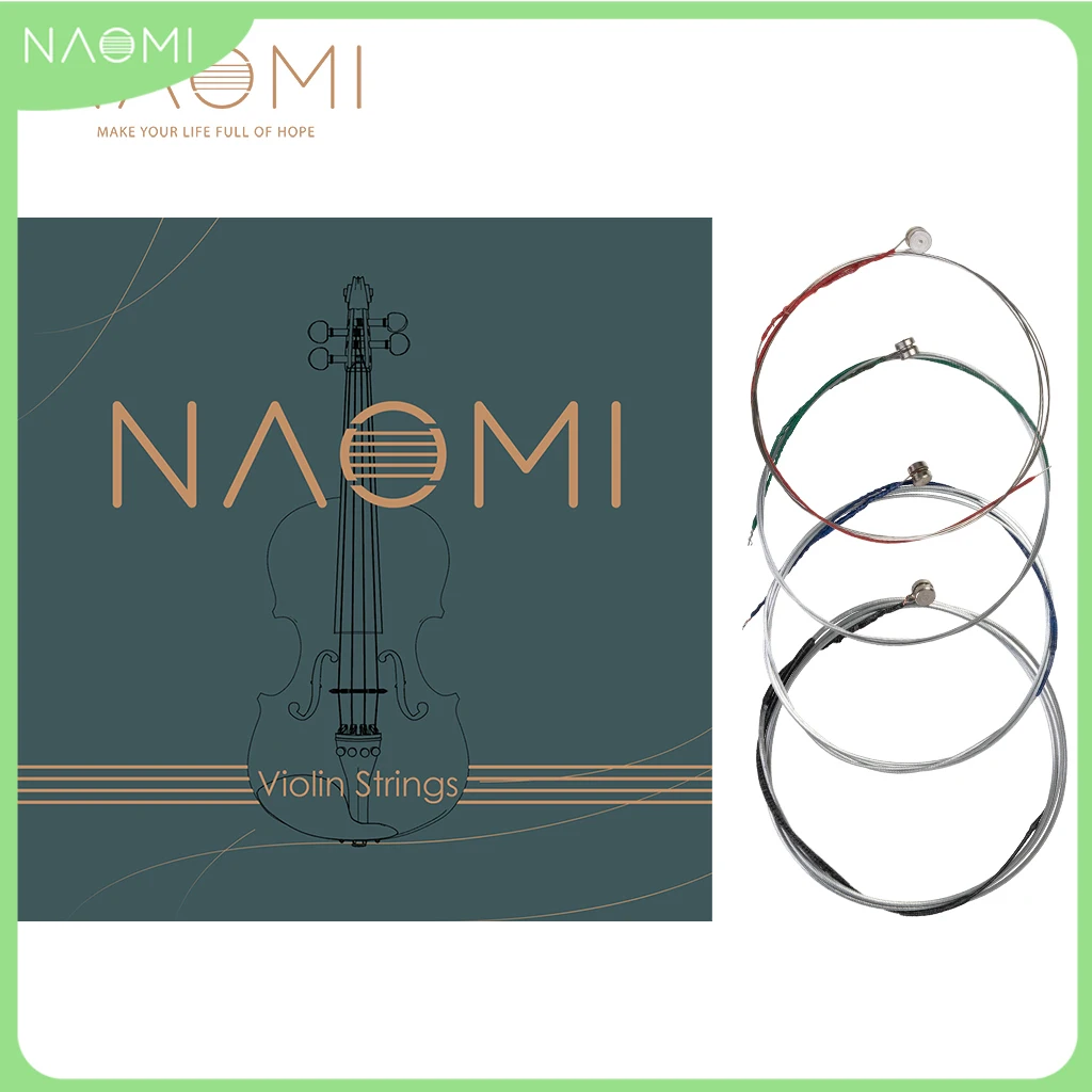 NAOMI Full Set Violin Strings 4/4 3/4 1/2 1/4 1/8 Violin Strings G D A & E Strings Stainless Steel Core Violin Strings