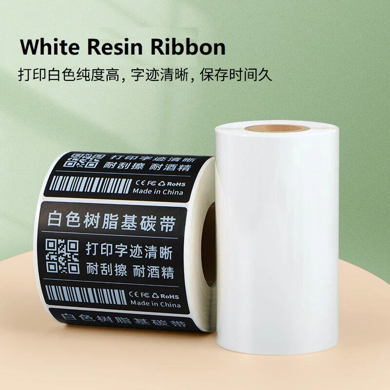 White resin ribbon 30 35 40 45 50 60 70 80 90 100 110mm thermal transfer ink ribbon roll for black label paper printing