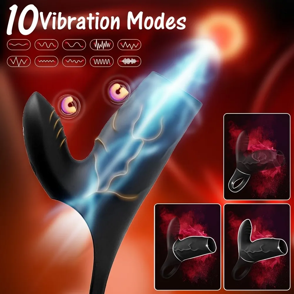 Vibrating Penis Sleeve Cock Ring with G Spot Clitoral Stimulator Penis Ring Vibrator Extender Couples Sex Toys for Men Women