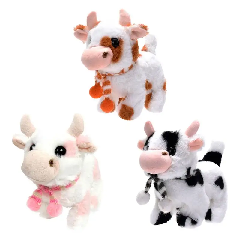 Toy Cows Electronic Pet Animal Plush Cow Battery Operated Cattle Toy With Sounds Learning And Educational Toy Interactive For