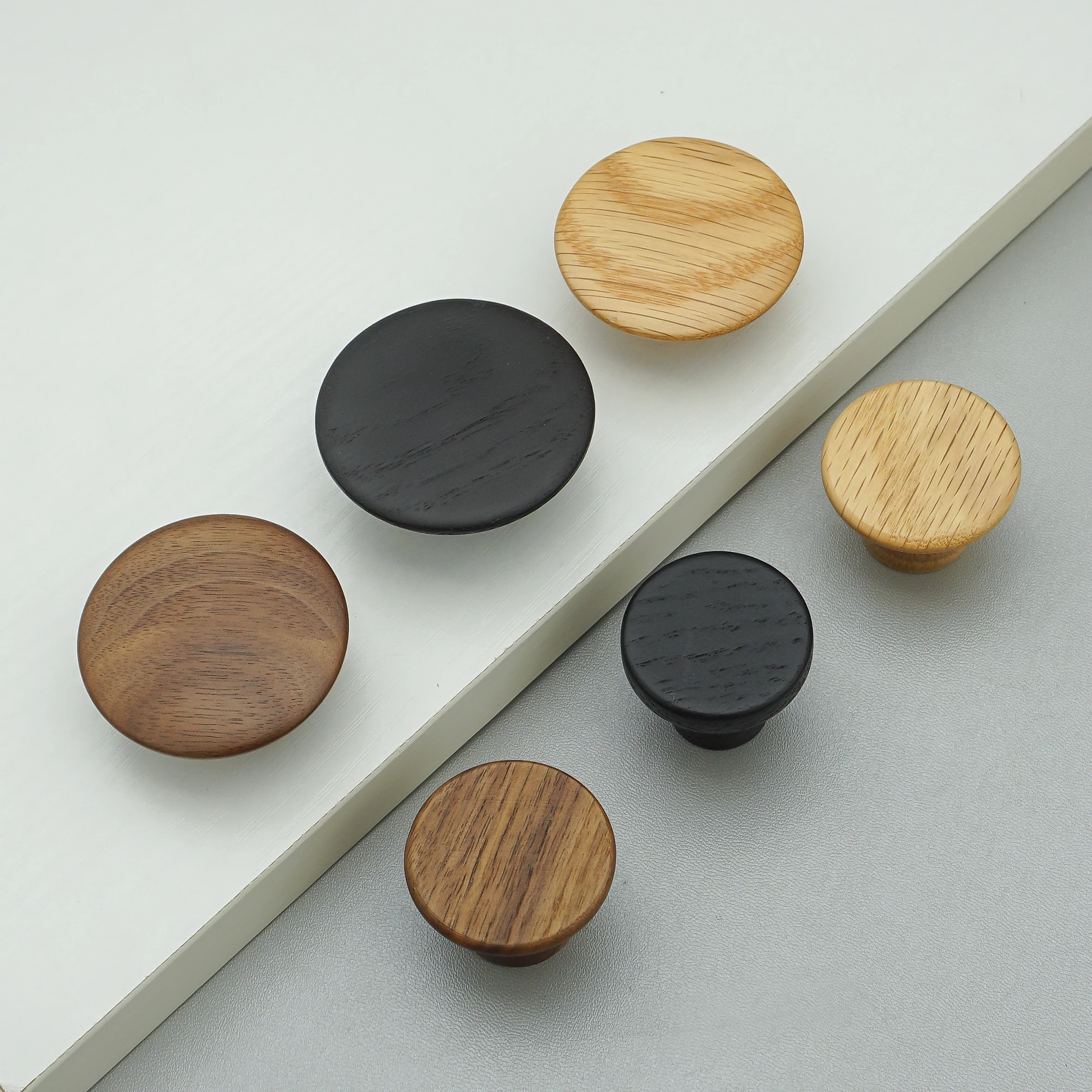 Solid Wood Cabinet Handles Modern Drawer Knobs Black Wardrobe Pulls Walnut Oak Cupboard Door Handle Furniture Hardware 320mm