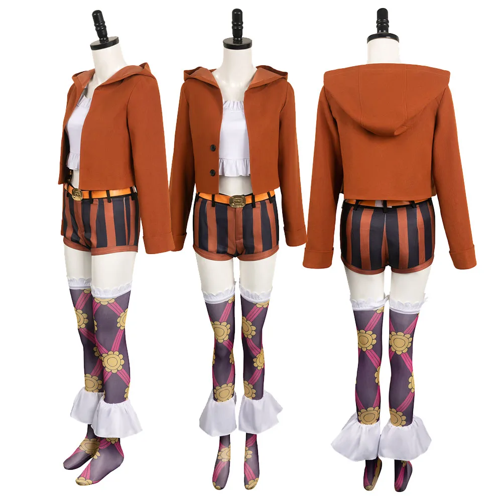 

Anime Fantasy Jewelry Bonney Cosplay Costume Adult Women Jacket Coat Shorts Belt Outfits Halloween Carnival Party Suit