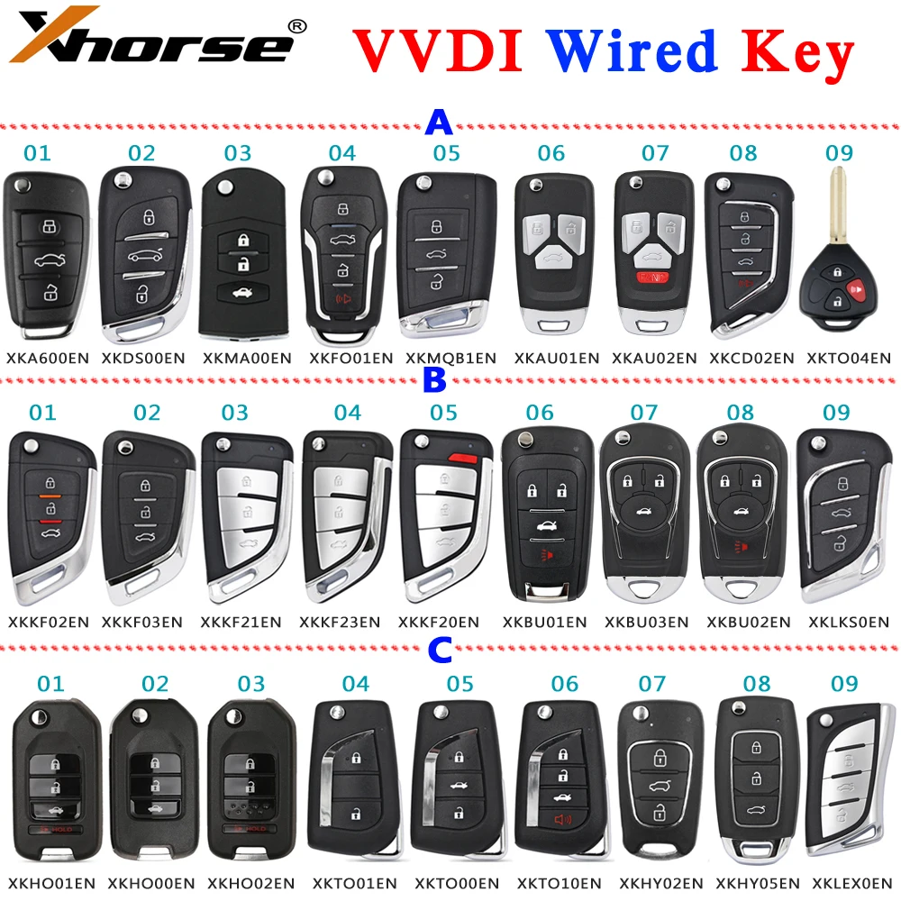 XHORSE VVDI Wire Remote Key XKDS00EN XKFO01EN XKMQB1EN XKKF02EN XKTO10EN XKA600EN XNMA00EN XKTO04EN XKHY05EN XKHO00EN XKAU02EN