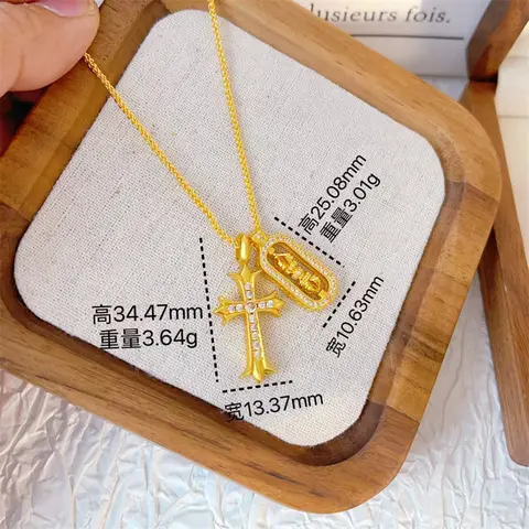 ORSA JEWELS 이탈리아 925 스털링 실버 박스 체인 목걸이 로즈 골드/골드 도금 실버 목걸이 펜던트 SC07-G 용 목 체인 13 남여 커플 쥬얼리 AU750 18K 리얼 골드 회전 십자가와 Vajra 포장 다이아몬드 펜던트 목걸이