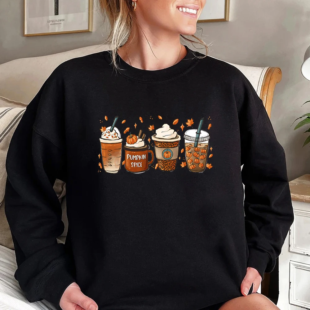 Fall Coffee Sweatshirt for Women Thanksgiving Sweater Fall Crewneck Pumpkin Spice Hoodie Halloween Shirt Unisex Long Sleeves Top