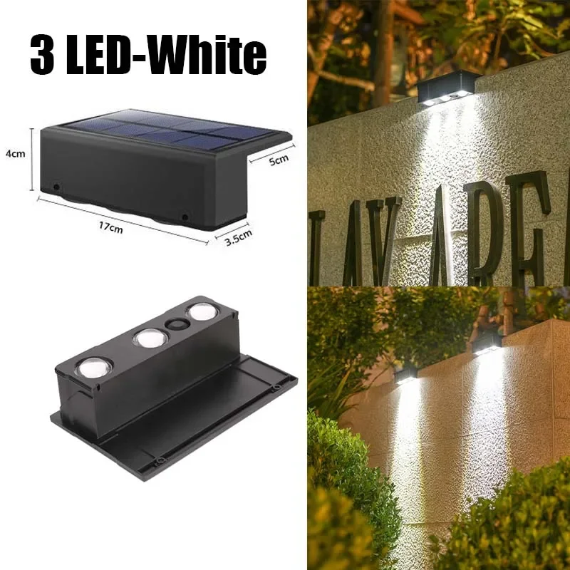 VENUSWING 1/2/6 Stück Solar-Wandleuchte für den Außenbereich, wasserdichte Zaunlampe, ultrastarke Strahlerbeleuchtung für Gartenzaun oder Außenwand 6