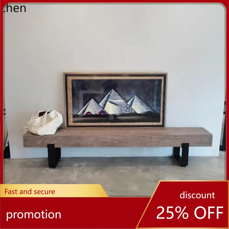 

HT industrial style log TV cabinet B & B shoe change stool home bench retro creative low stool solid wood display