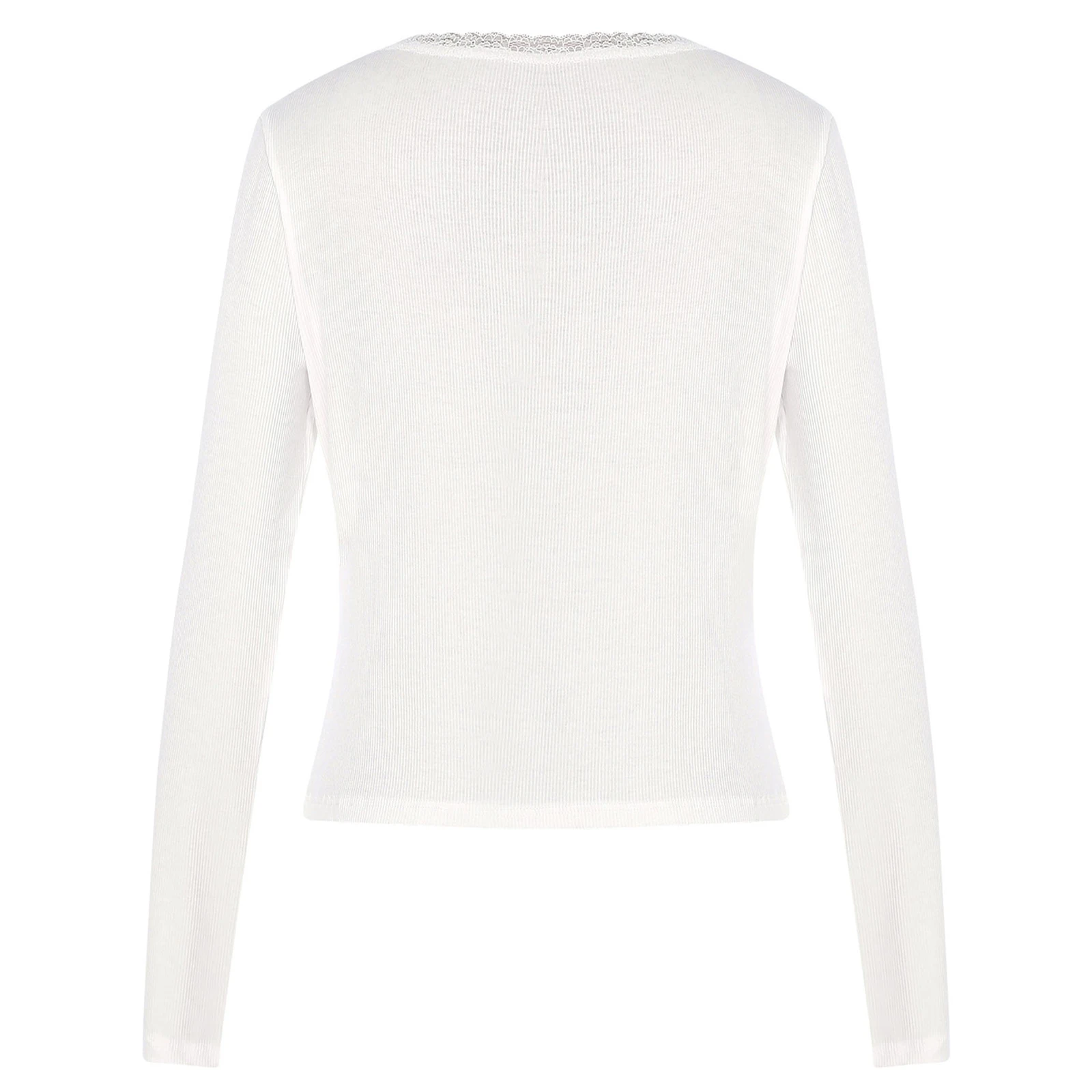 Womens Knitted Cardigan Long Sleeve Buttons Neckline Lace Trim Shrugs Crop Top Sweater Outerwear for Office Daily Casual Wear