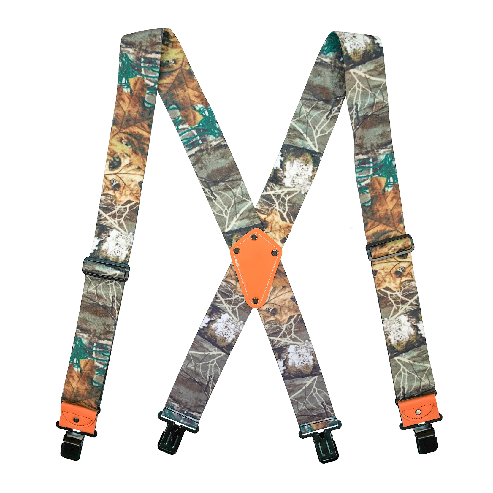 MELOTOUGH Men's Industrial Strength Suspenders Partial Elastic Tradesperson's Suspenders 2 Inch Wide Tool Belt Suspenders Camo