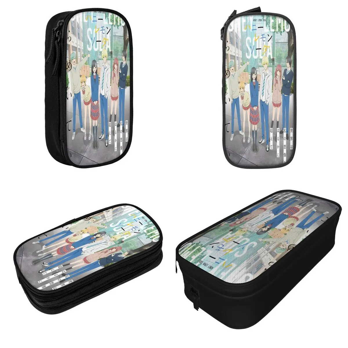 العسل الليمون الصودا أنيمي صندوق القلم طبقة مزدوجة سعة كبيرة الملحقات المدرسية صندوق رصاص هدية #2