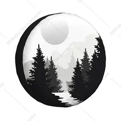 Abstract Moon Spare Tire Cover Mountain Tree Waterproof Dust-Proof Universal Spare Wheel Tire Covers Fit for RV 14 15 16 17 Inch