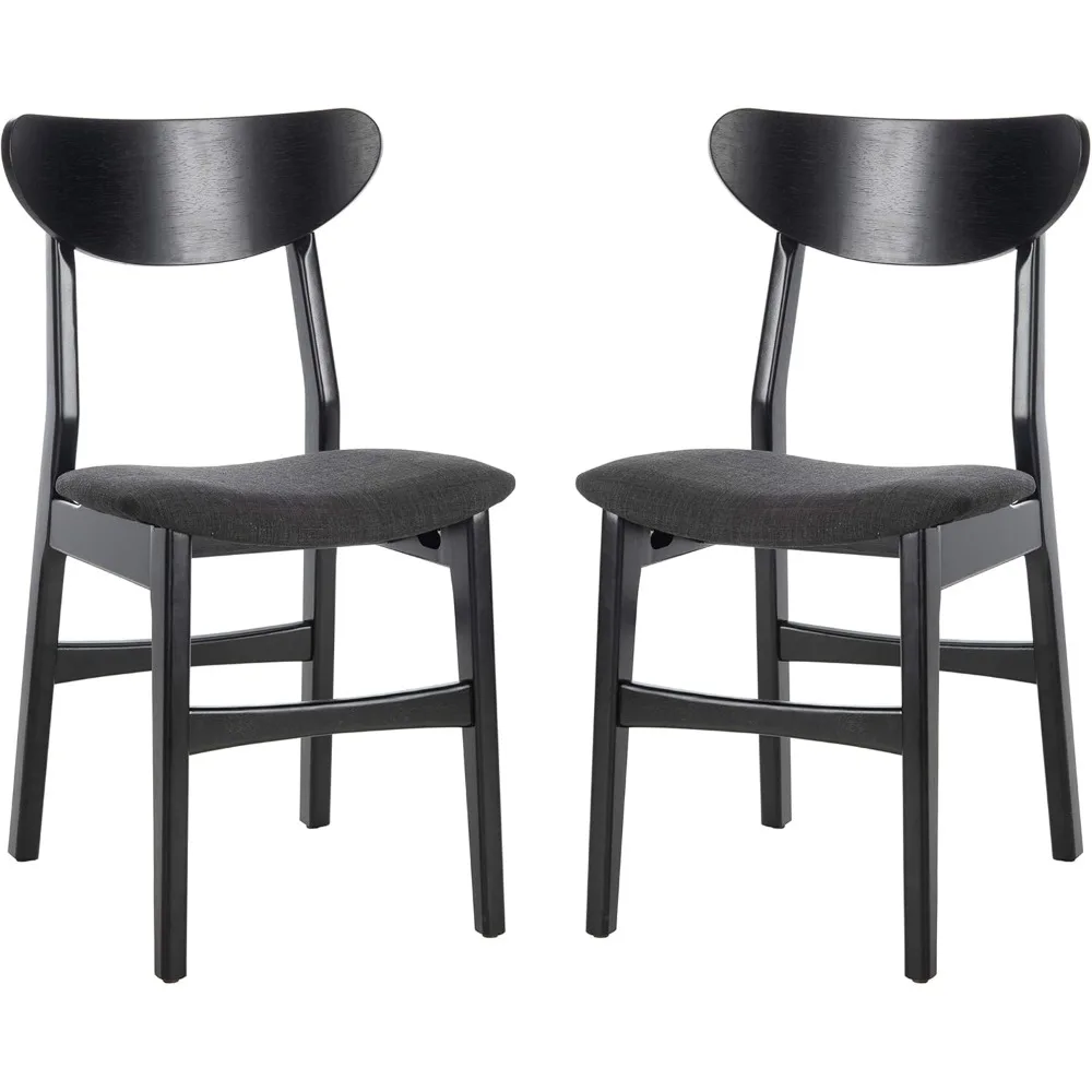 

Home Lucca Retro Black and Black Cushion Dining Chair, Set of 2, Wood