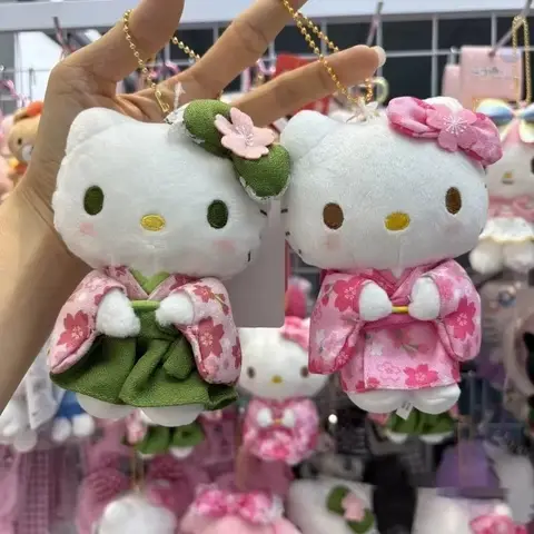 Hello Kitty Japanese Kimono Cherry Blossom Plush Toy Doll Trendy Bag Charm Decorative Accessories Keychain Girls Surprise Gift
