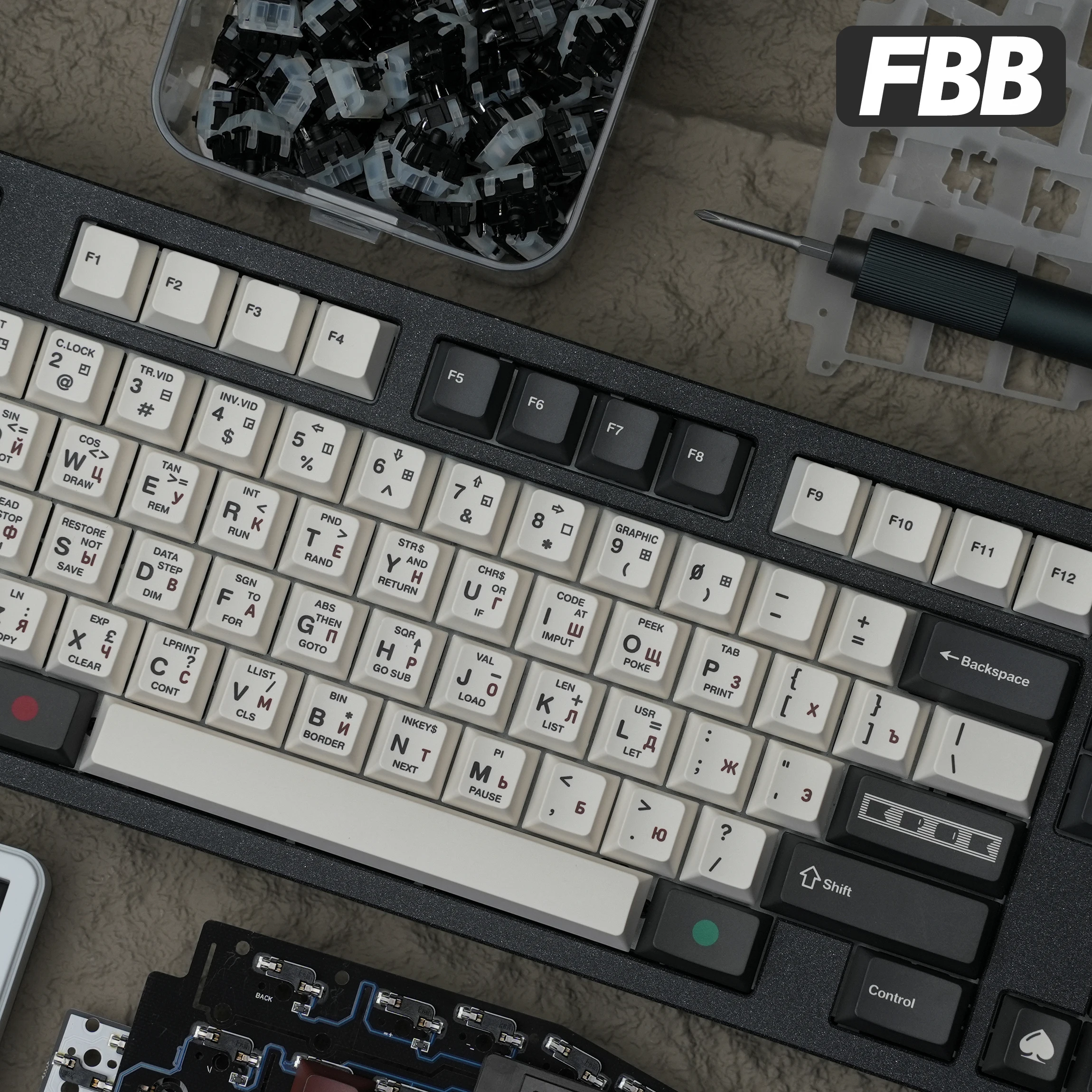 

Колпачки для клавиш FBB KPOK Style PBT, индивидуальная механическая клавиатура на русском языке, колпачки для клавиш MX, переключатели 60% 75% 80% 96% 100% и т. д.