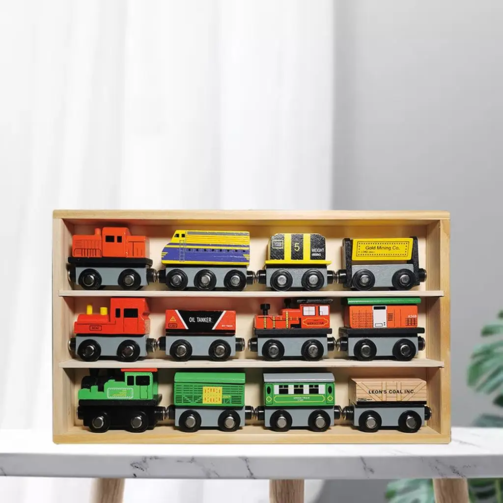 

12pcs Railway Locomotive Magnetically Connected Electric Small Train Magnetic Rail Toy Compatible with Wooden Track Present
