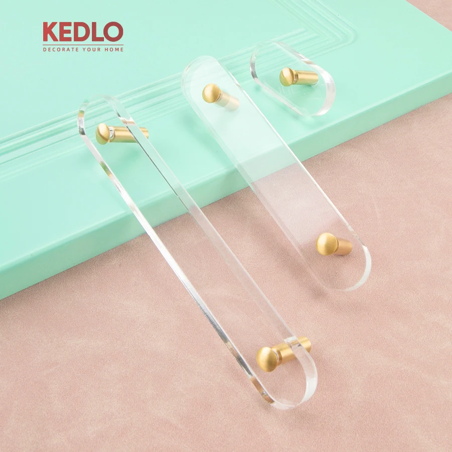 KEDLO Modern Simple Transparent Acrylic Handle Kitchen Cabinet Elegant Handle Drawer Flat Handle