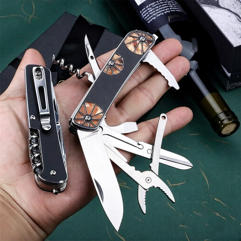 Camping Knife Multi-Tool - SANRENMU タクティカルフォールディングナイフ サバイバルマルチツール アルミ合金 キャンプギア アウトドア