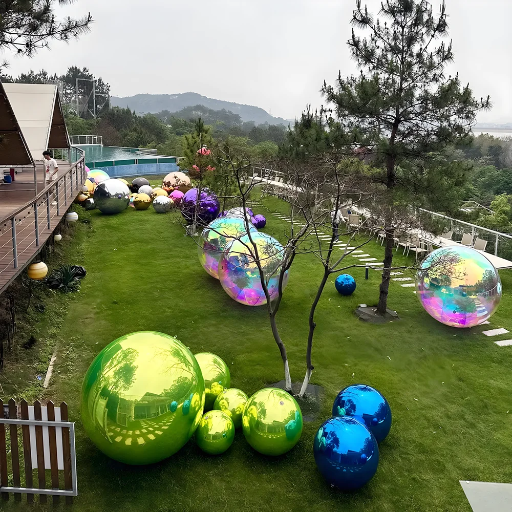 6pcs/Set Inflatable Mirror Balls Large Metallic Balls Outdoor Giant Hanging Mirror Balloons For Party Wedding Event Decor