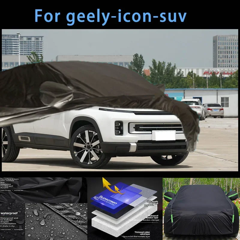 

For geely-icon-suv Outdoor Protection Full Car Covers Snow Cover Sunshade Waterproof Dustproof Exterior Car accessories