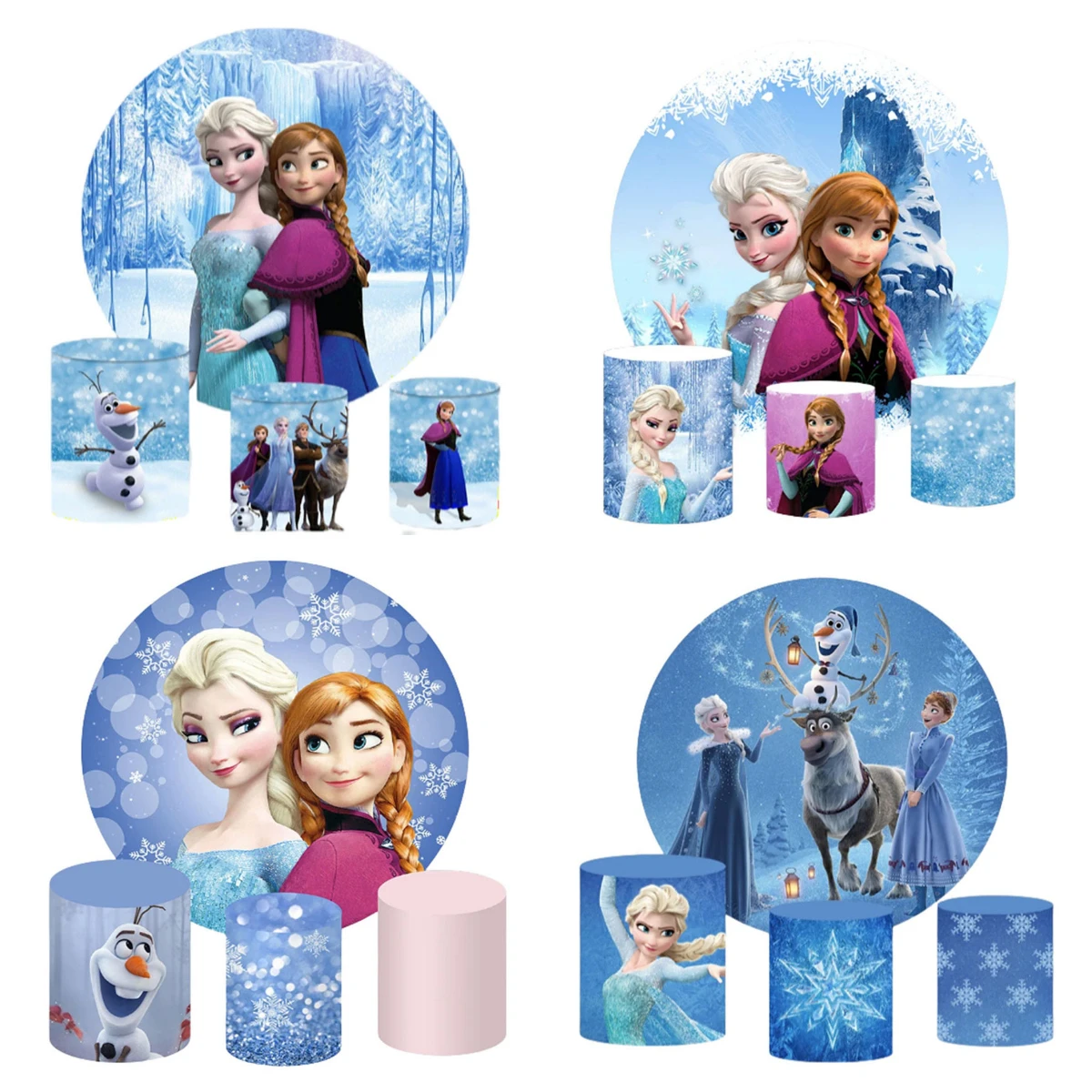 Disney Frozen Round Backdrop 3 Cylinder Cover Background Photography Baby Shower Girl Birthday Party Dessert Table Decoration