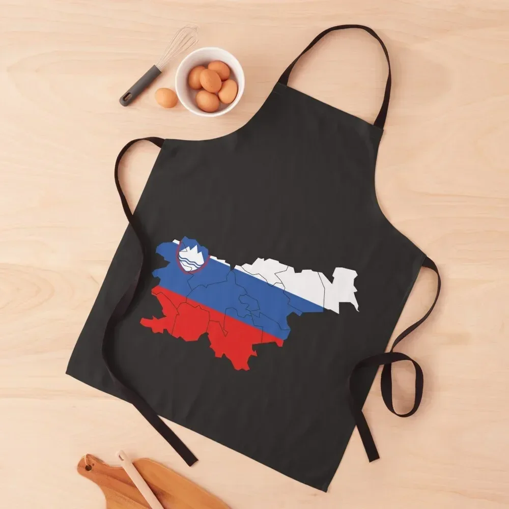 

Slovenia Flag Map with regions Apron For Man Barber Women's Apron