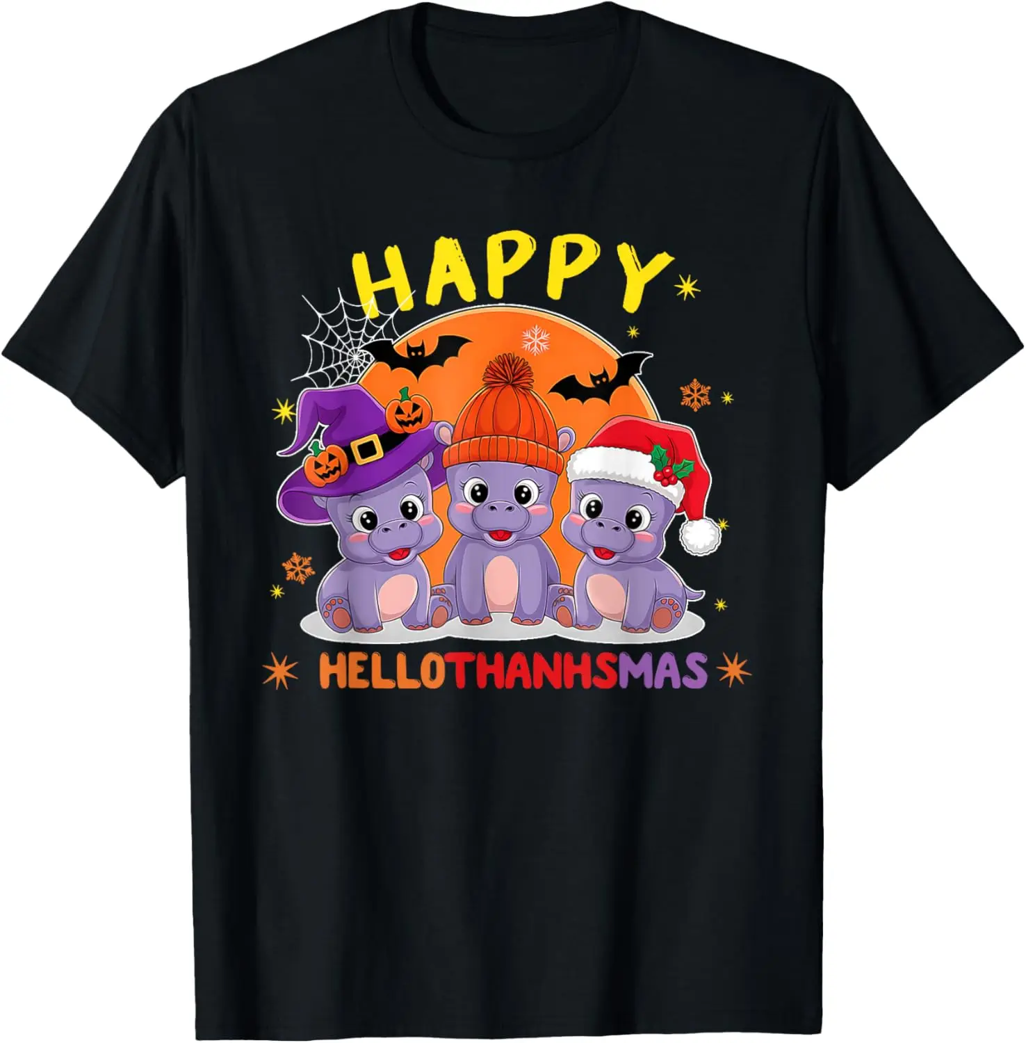 Moo-Deng Hippo Happy Hallothanksmas Famous Pigmy Moodeng T-Shirt