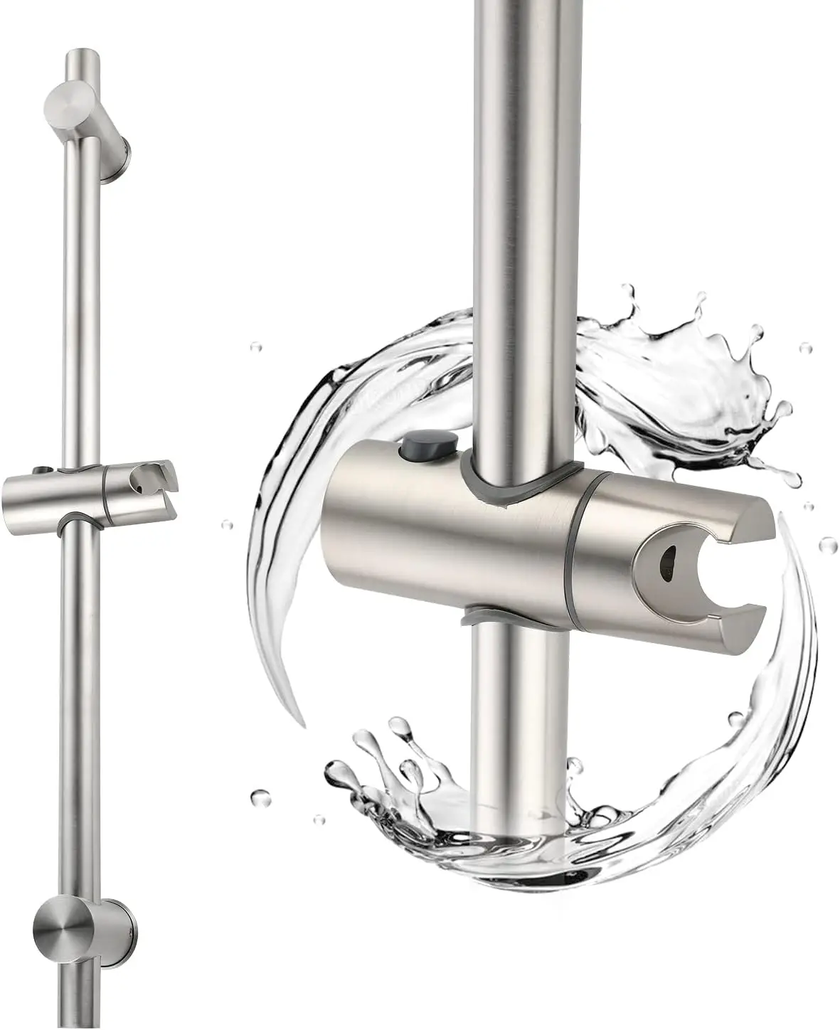

24" Adjustable Shower Slide Bar, Brushed Nickel Stainless Steel, Wall Mount Handheld Shower Holder
