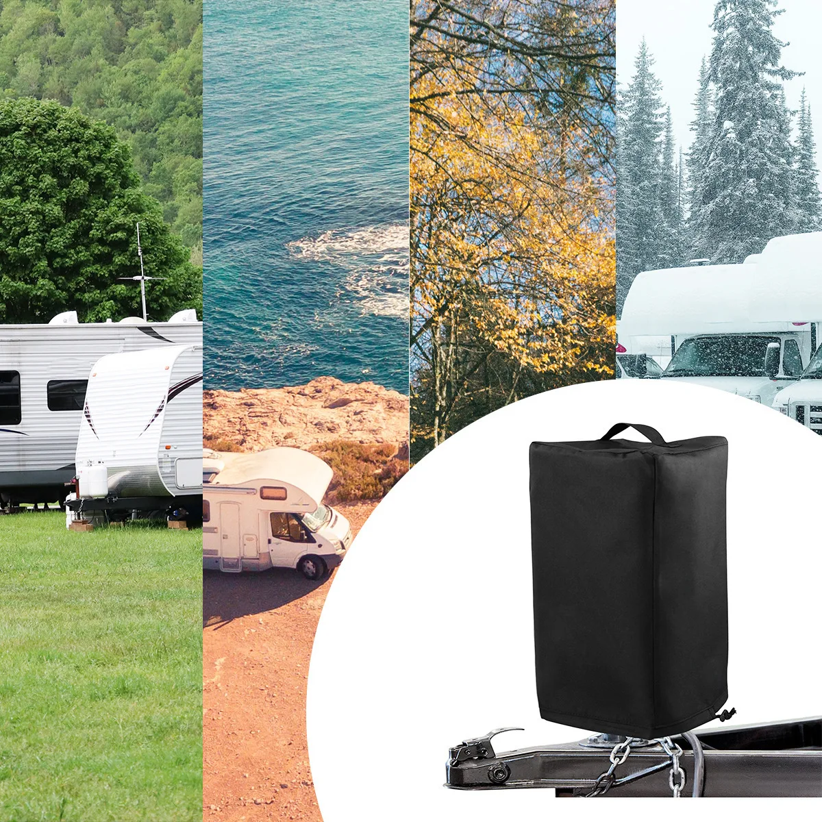 RV Electric Tongue Cover, RV Jack Cover, Waterproof and Dustproof Camper Accessories Protective Cover with Organizer