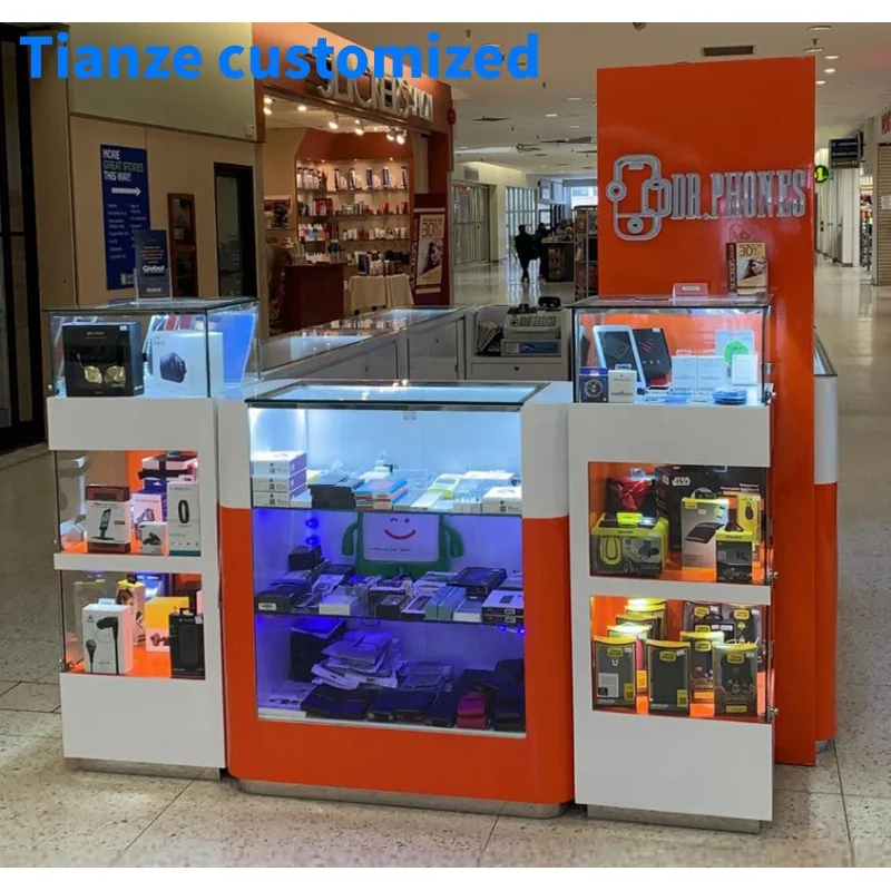 (Kunden spezifisch) modische Mall Kiosk Telefon Handy Reparatur station Telefon Zubehör Kiosk Stand Einkaufs zentrum