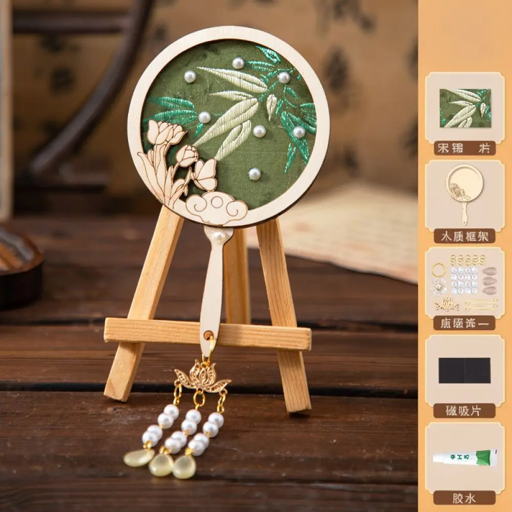 Miao Silver Pearl Fridge Sticker DIY Making Kit Song Brocade Traditional Pendant Decorative Craft For Birthday Gift