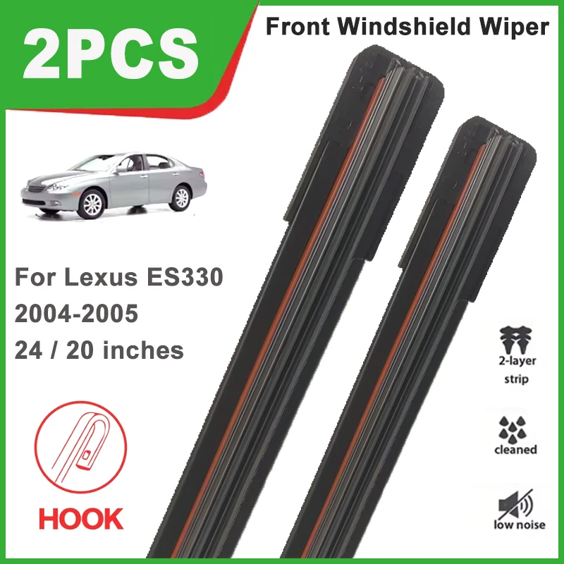 

24"+20" Double Rubber Front Wiper Blades, Durable Windscreen Windshield Replacement Part For Lexus ES330 2004-2005