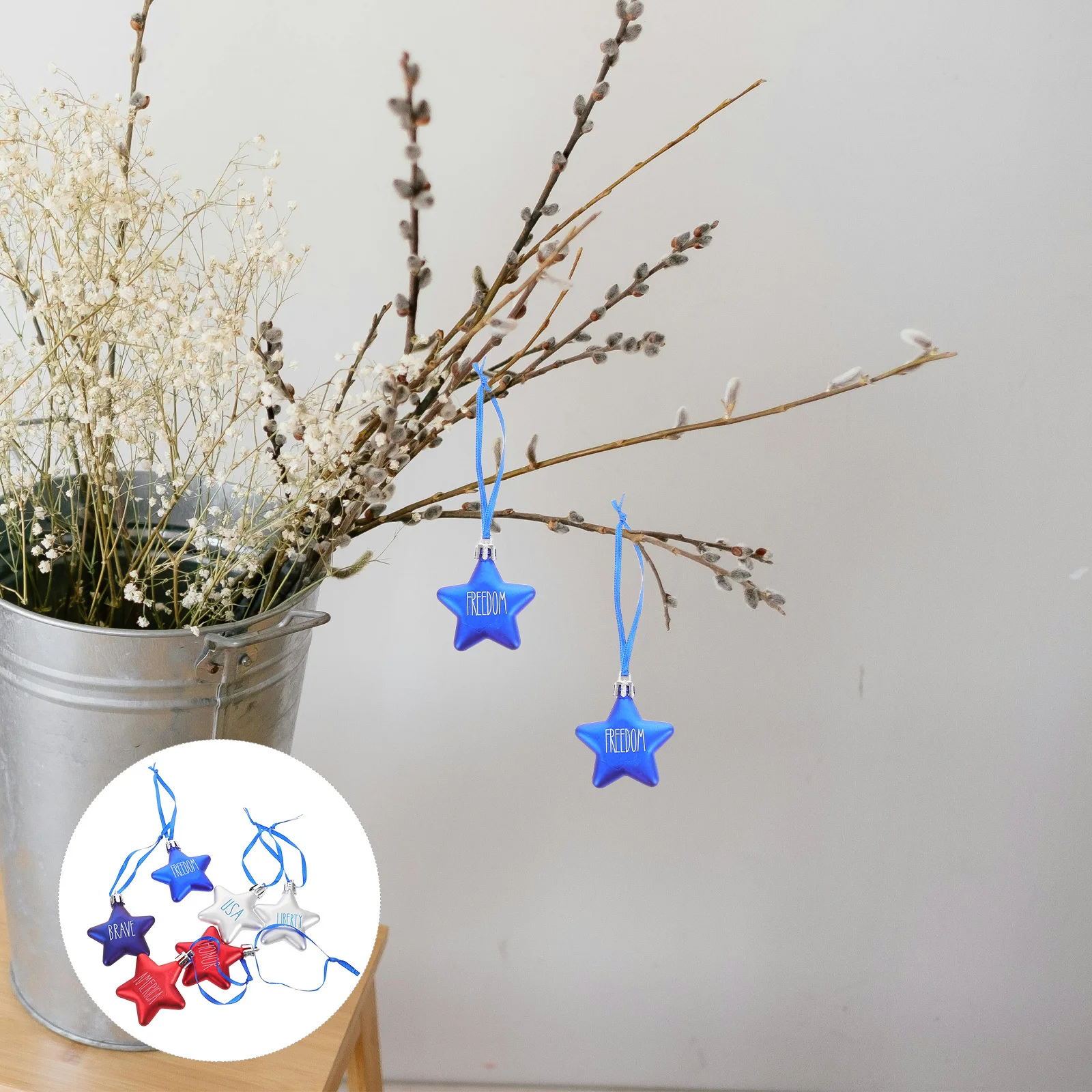 

6 Pcs Pentagram Pendant 4th July Ornaments Independence Day Hanging Memorial Decor Decoration Decorate Balls