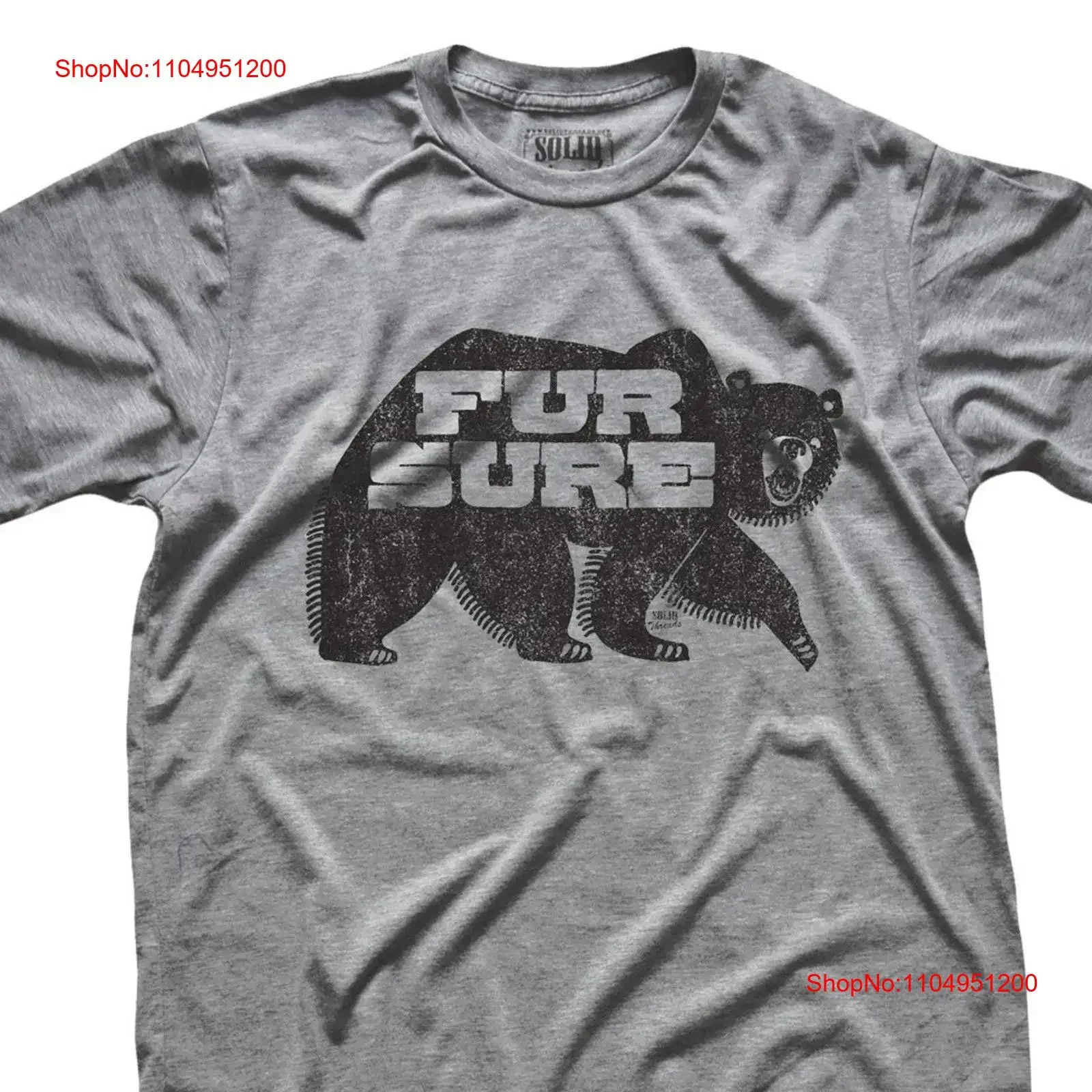 

Fur Sure Vintage Inspired T shirt Retro Nature Funny Grizzly Bear Cool vintage Washed Comfortable Soft streetwear fashion