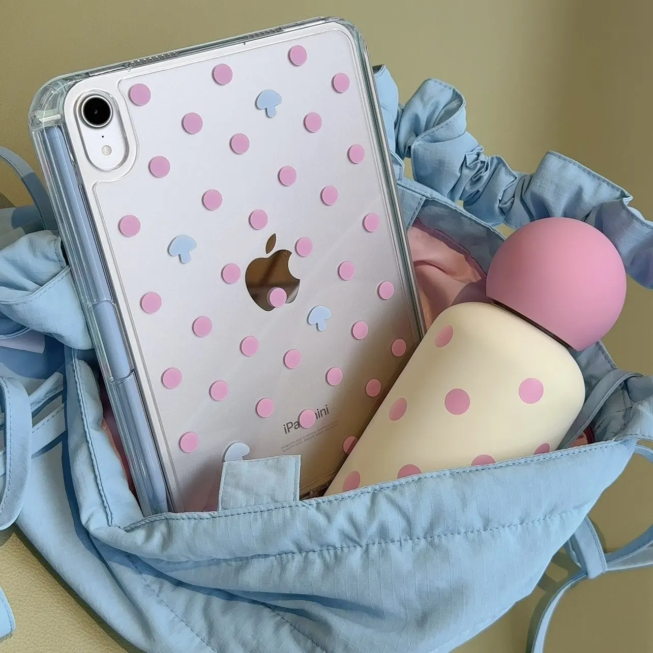 Korea Ins Simple Pink Polka Dot Blue Y2K Cover For iPad Pro 13 11th M5 M4 12.9 A16 10 8 7 9th 10th Air 11 M2 M3 Mini Tablet Case