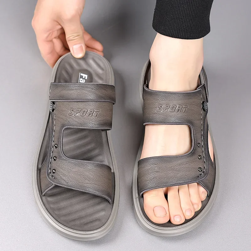 Summer Breathable and Non-stinky Sports Air Cushion Men's Trendy Sandals, Fashionable Dual-purpose Beach Sandals and Slippers