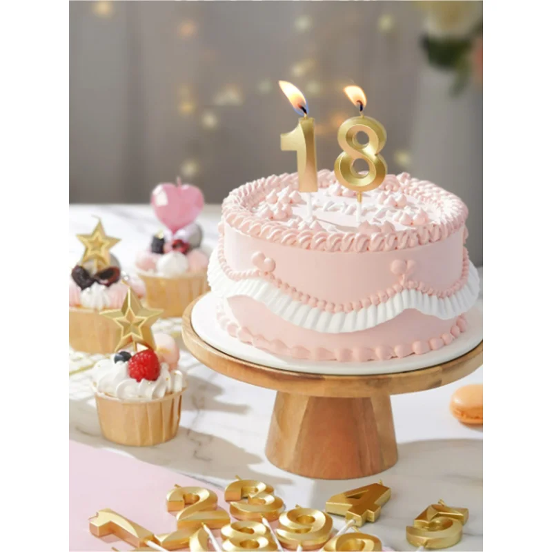 1pcsCandle Cake Plug-in Birthday Party Gold-Plated Color Digital Candle Golden Digital Birthday Candle Cake Decoration Card