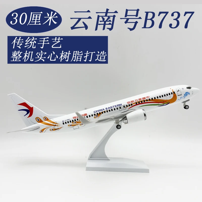 

30cm plane model B737 China Eastern Airways Yunnan Peacock plane model Resin With Landing Gear Display