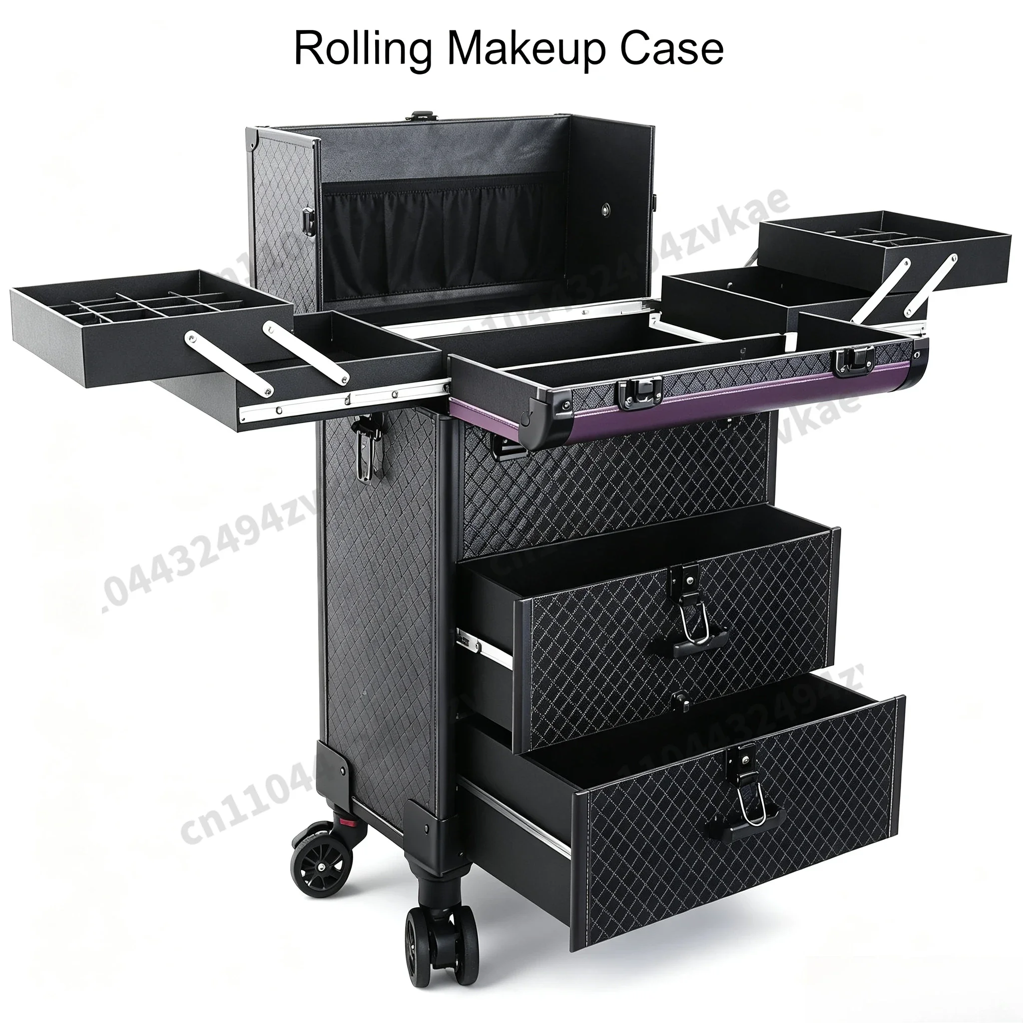 Large Multi-Layer Lockable Tie Rod Cosmetic Case,Portable Storage Box for Makeup Artist Nail Art & Embroidery Professional Tools
